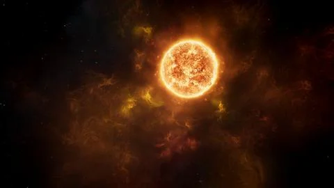 Solar System Protostar Sun Sol Wide Shot and Erupting Nebula Gases in Deep .. Ilustração Stock