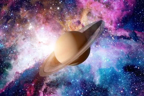 Solar System - Saturn. It is the sixth planet from the Sun. Foto stock