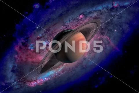 Solar System - Saturn. It is the sixth planet from the Sun. Stock Photos