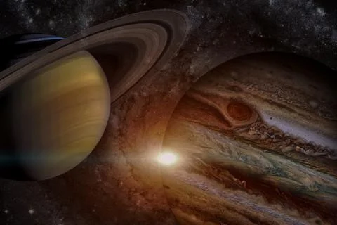 Solar System - Saturn. It is the sixth planet from the Sun. Stock Photos
