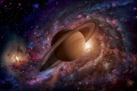 Solar System - Saturn. It is the sixth planet from the Sun. Stock Photos