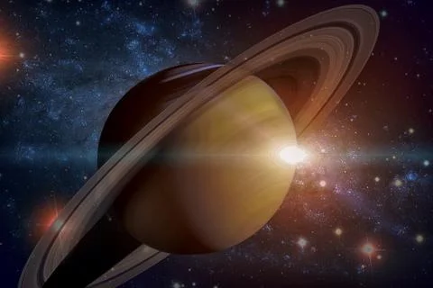 Solar System - Saturn. It is the sixth planet from the Sun. Stock Photos