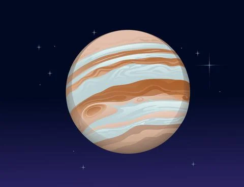 Solar system space object planet Jupiter vector illustration on deep sky Stock Illustration