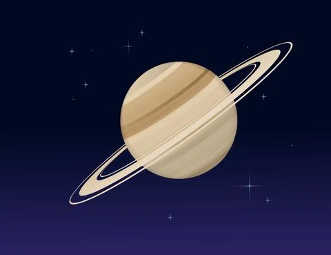 Solar system space object planet Saturn vector illustration on deep sky Stock Illustration