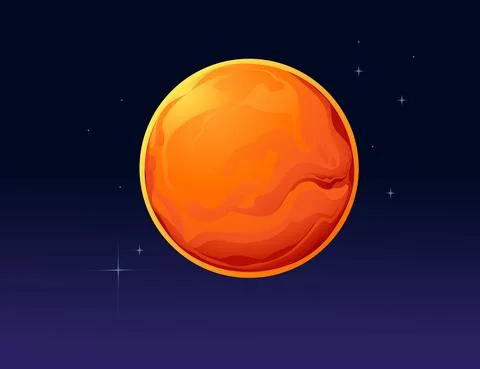 Solar system space object planet Mars vector illustration on deep sky background Stock Illustration