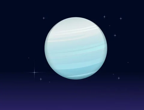 Solar system space object planet Uranus vector illustration on deep sky Stock Illustration