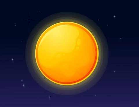 Solar system space object yellow dwarf Sun vector illustration on deep sky Stockillustratie