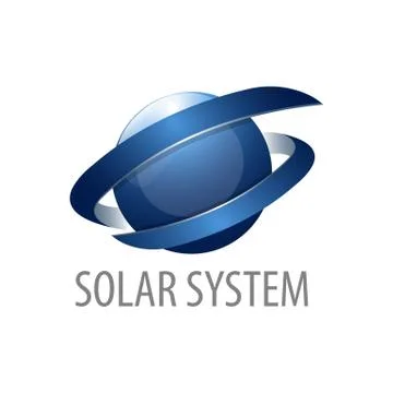 Solar system. Sphere motion logo concept design. 3D three dimensional style.  Stock Illustration