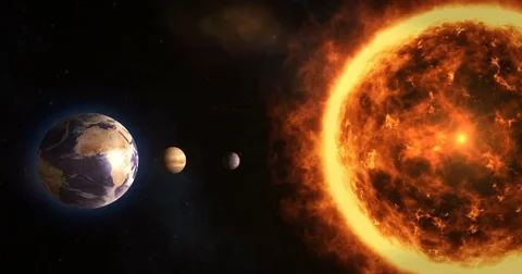 Solar system with sun and planets Stock Footage 74567146