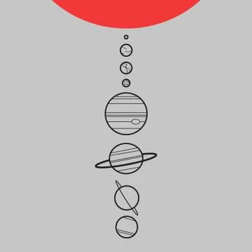 Solar system. Sun and planets symbol. Vector illustration. Stock Illustration