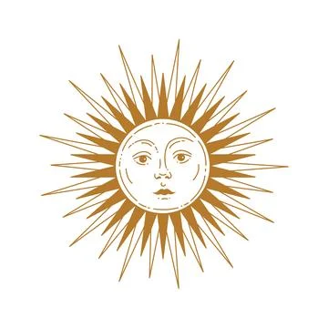 Solar system vector illustration. Sun with a human face.  Stock Illustration
