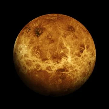 Solar System - Venus. Isolated planet on black background. Stock Photos