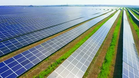 Solar technology electricity power station view energy renewable farm sunlight Video stock 201529329
