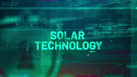 Solar Technology Word on High Technology Futuristic Background Stock Footage 343356561