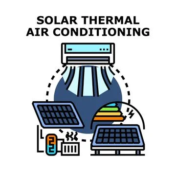 Solar thermal air conditioning system concept Stock Illustration