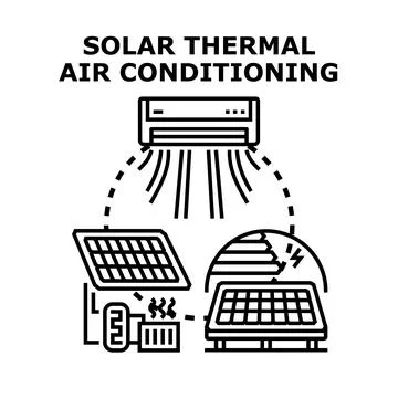 Solar thermal air conditioning system concept Stock Illustration