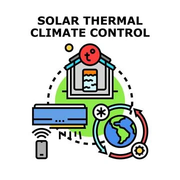 Solar thermal climate control system for smart home Stock Illustration