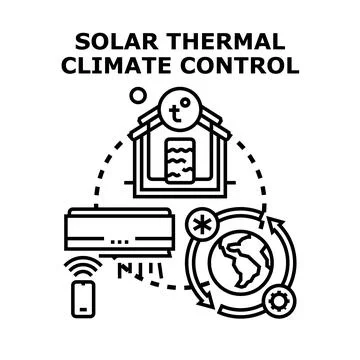 Solar thermal climate control system for smart home Stock Illustration