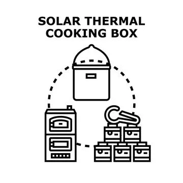 Solar thermal cooking box system concept Stock Illustration