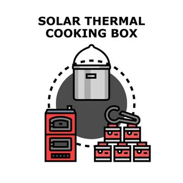 Solar thermal cooking box system concept Stock Illustration