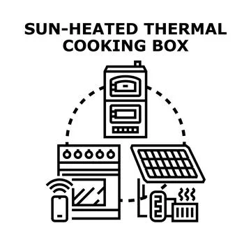 Solar thermal cooking system concept vector illustration Stock Illustration