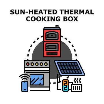 Solar thermal cooking system concept vector illustration Stock Illustration