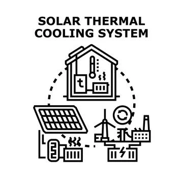 Solar thermal cooling system for efficient climate control Stock Illustration