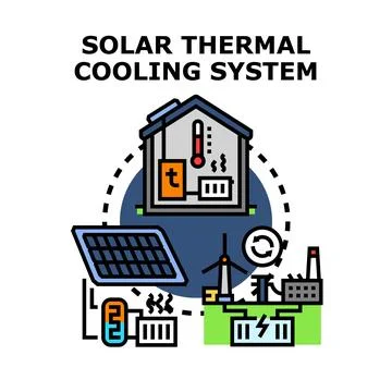 Solar thermal cooling system for efficient climate control Stock Illustration