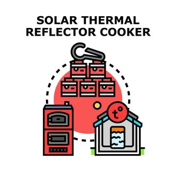 Solar thermal reflector cooker system concept Stock Illustration
