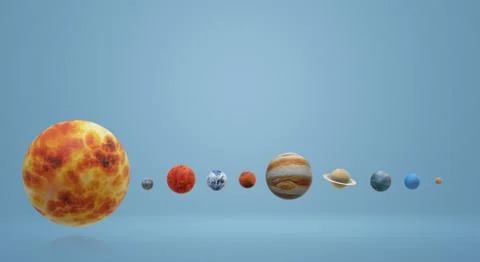 Solar universe 3d rendering for  science or  education content. Stockillustratie
