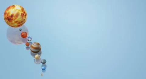 Solar universe 3d rendering for  science or  education content. 库存插图