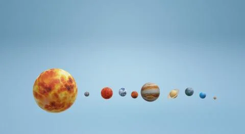 Solar universe 3d rendering for  science or  education content. Stockillustratie