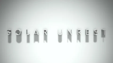 Solar unrest 3D title animation white text on a white background Stock Footage 298898331