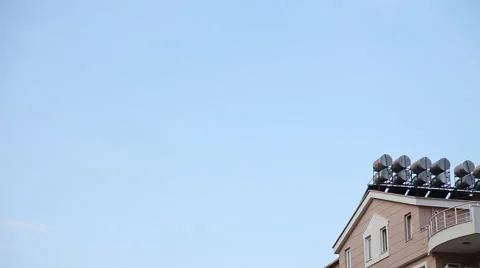 A solar water heating system Stock Footage 50554369