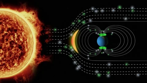 Solar wind concept from sun to earth Stock Footage 234248328