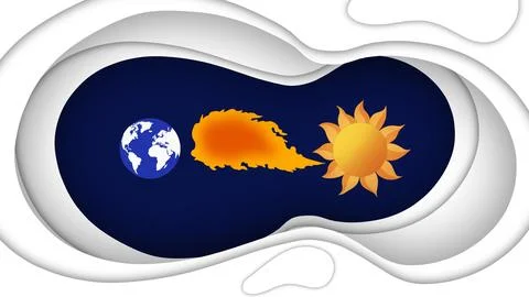 Solar wind concept from sun to earth, solar wind. Earth's geomagnetic field Stock Illustration