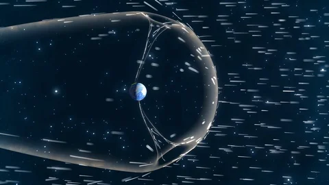 Solar Wind Interacting with Earth's Magnetic Field. Stock Footage