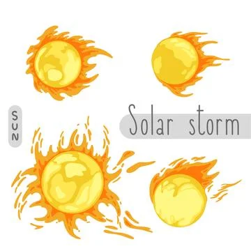 Solar wind. Solar storm. Electromagnetic storm. Stock Illustration