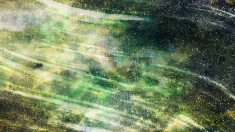 Solar Winds and Clouds in Green Emerald Outer Space Backdrop Stock Illustration