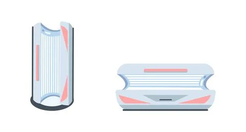 Solarium machine flat color vector objects set 스톡 일러스트