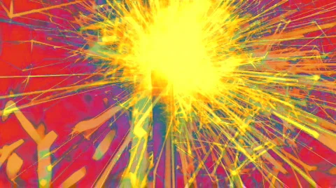 Solarized sparkler loop red yellow - HD Stock Footage