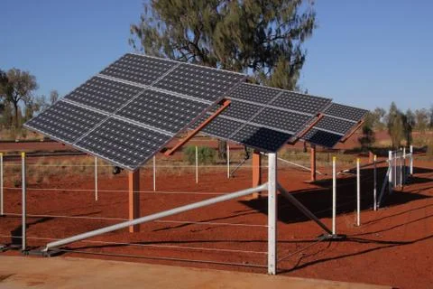 Solarpanels im Outback Stock Photos