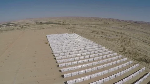  solar power station under construction in the  Negev desert. Israel. Stock Footage 71939749