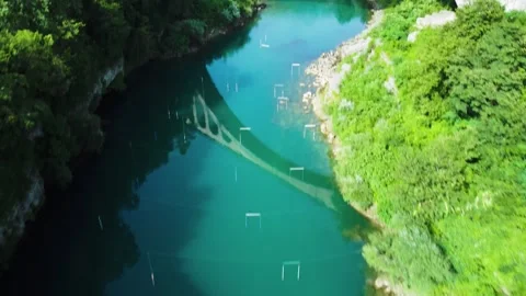 Solcan Bridge over River Soca, Slovenia. Aerial view. Video stock 271185568