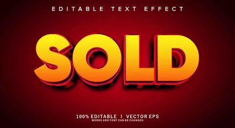 Sold 3d vector text effect with modern style design Stock Illustration