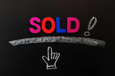 Sold with an exclamation mark Foto stock