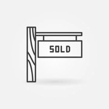 Sold linear vector Real Estate concept icon or logo Stock Illustration