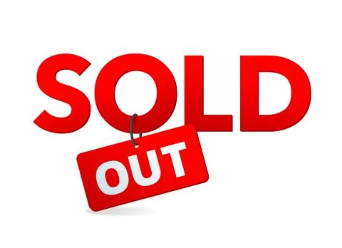 Sold out button or icon - web element with message Stock Illustration
