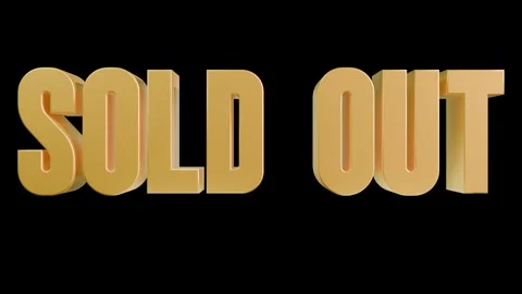 Sold out metallic gold text effect with black isolated background 4k video Stock Footage 307105986