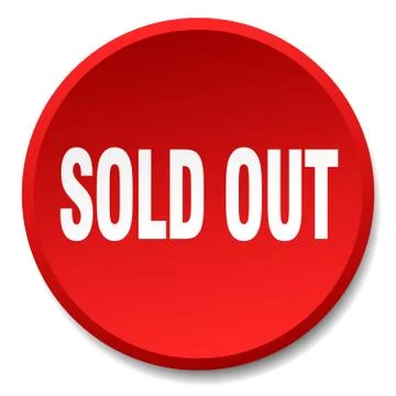 Sold out red round flat isolated push button Stock Illustration